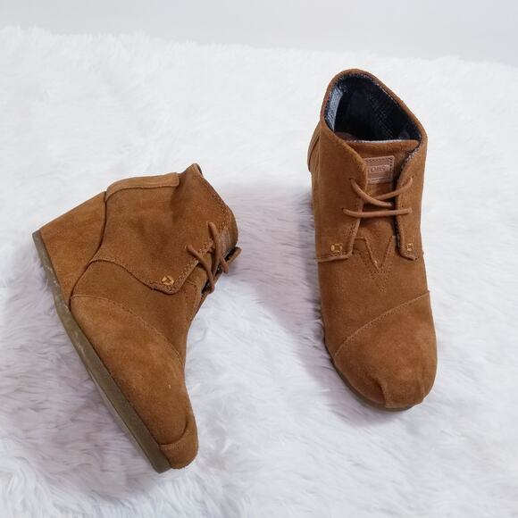 Toms Suede Wedge Desert Ankle Boots - Picture 1 of 10